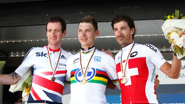 2013 World Championships Time Trial podium